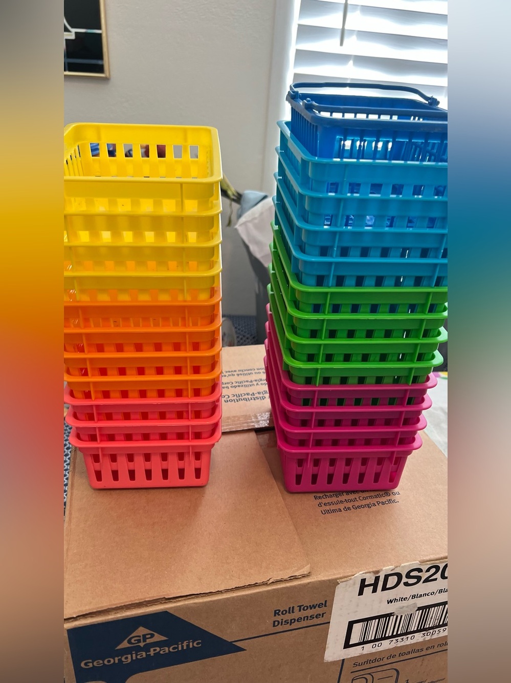 2 dozens of Colorful Plastic small Storage Baskets  for art & school activities